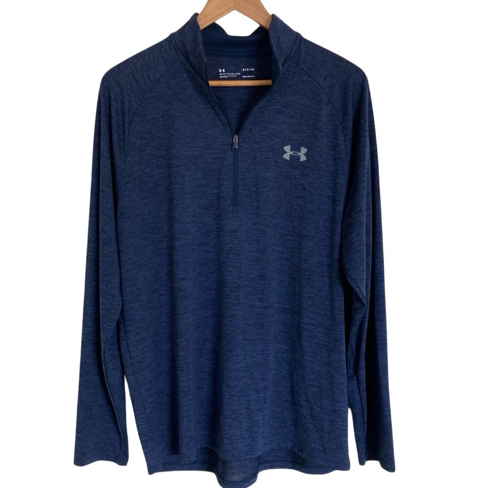 Under‎ Armour Mens Heat Gear 1/2 Zip Pullover Shirt Size L Blue Athleisure